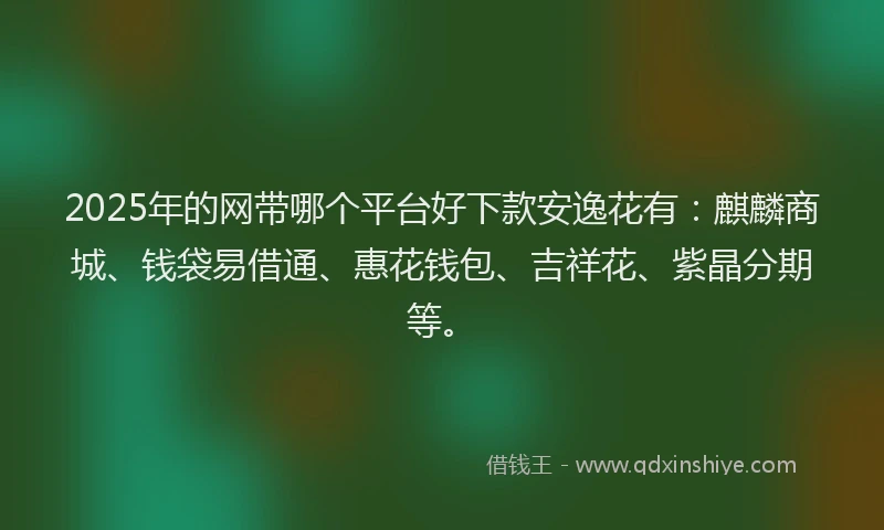 2025年的网带哪个平台好下款安逸花有：麒麟商城、钱袋易借通、惠花钱包、吉祥花、紫晶分期等。