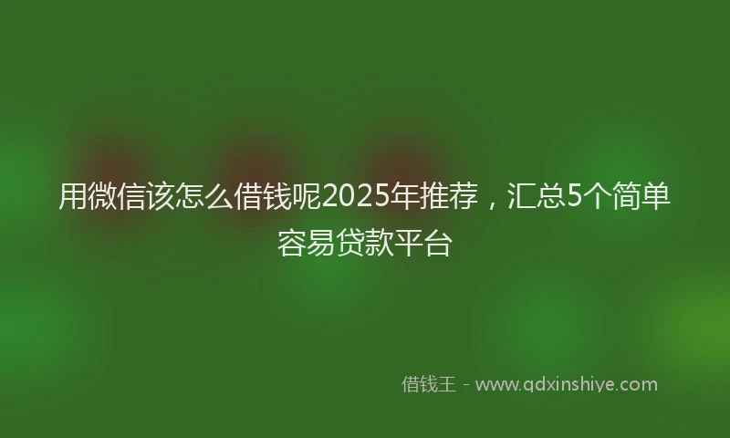 用微信该怎么借钱呢2025年推荐，汇总5个简单容易贷款平台
