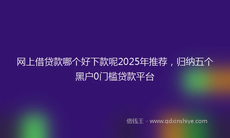 网上借贷款哪个好下款呢2025年推荐，归纳五个黑户0门槛贷款平台