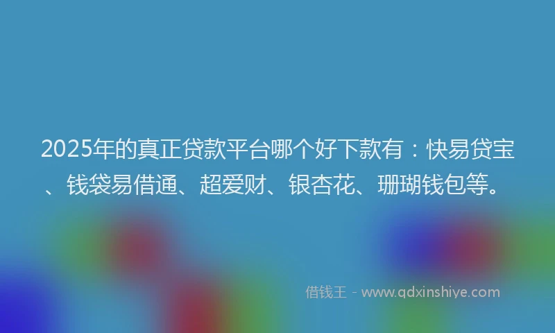 2025年的真正贷款平台哪个好下款有：快易贷宝、钱袋易借通、超爱财、银杏花、珊瑚钱包等。