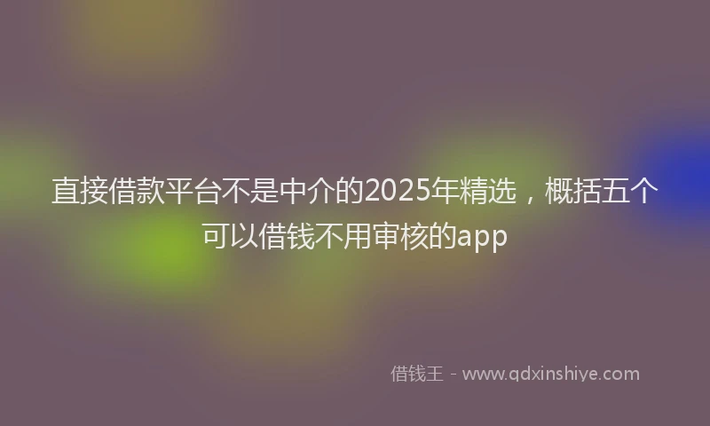 直接借款平台不是中介的2025年精选，概括五个可以借钱不用审核的app