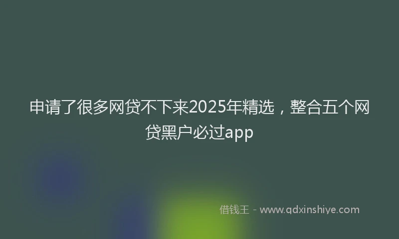 申请了很多网贷不下来2025年精选，整合五个网贷黑户必过app