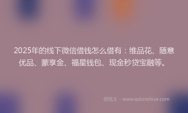 2025年的线下微信借钱怎么借有：维品花、随意优品、蒙享金、福星钱包、现金秒贷宝融等。
