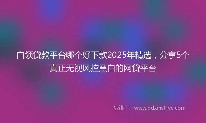白领贷款平台哪个好下款2025年精选，分享5个真正无视风控黑白的网贷平台