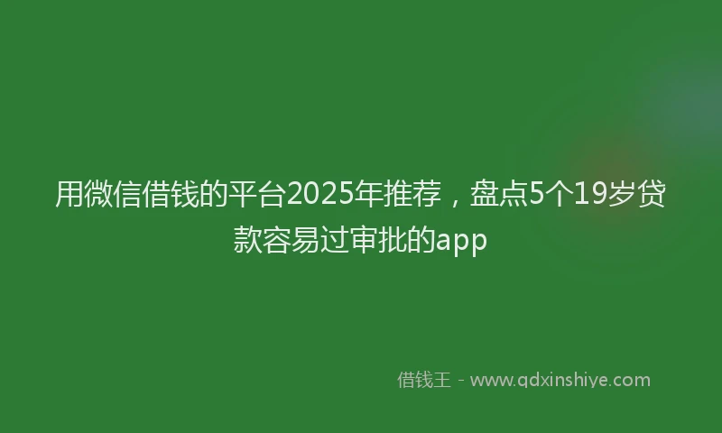 用微信借钱的平台2025年推荐，盘点5个19岁贷款容易过审批的app