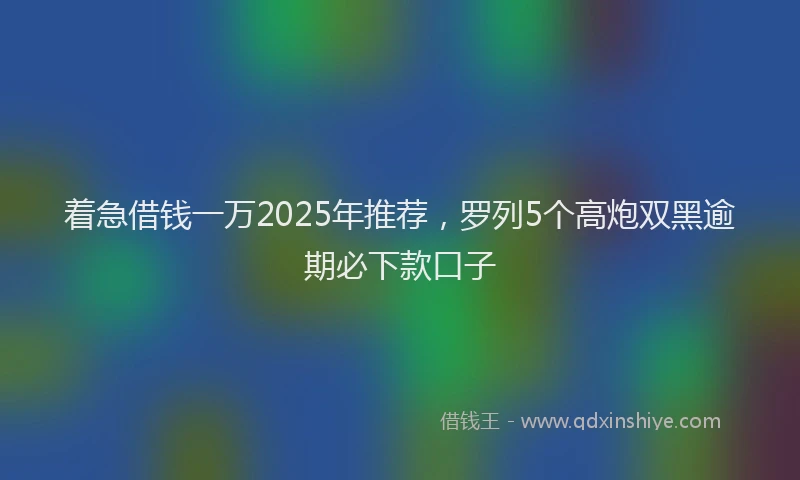 着急借钱一万2025年推荐，罗列5个高炮双黑逾期必下款口子