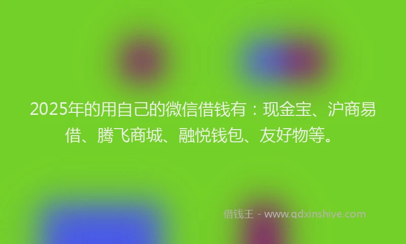 2025年的用自己的微信借钱有：现金宝、沪商易借、腾飞商城、融悦钱包、友好物等。