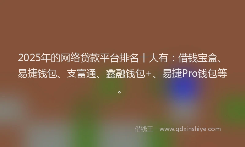 2025年的网络贷款平台排名十大有：借钱宝盒、易捷钱包、支富通、鑫融钱包+、易捷Pro钱包等。