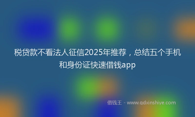 税贷款不看法人征信2025年推荐，总结五个手机和身份证快速借钱app