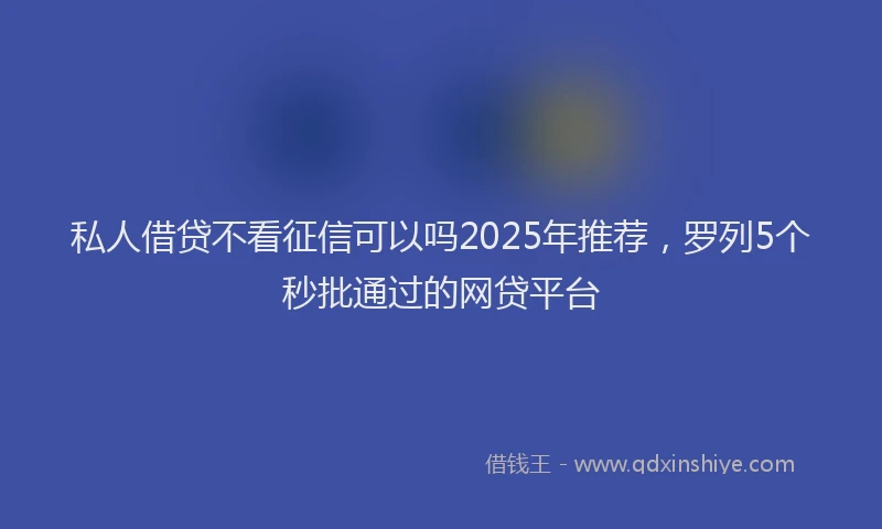 私人借贷不看征信可以吗2025年推荐，罗列5个秒批通过的网贷平台