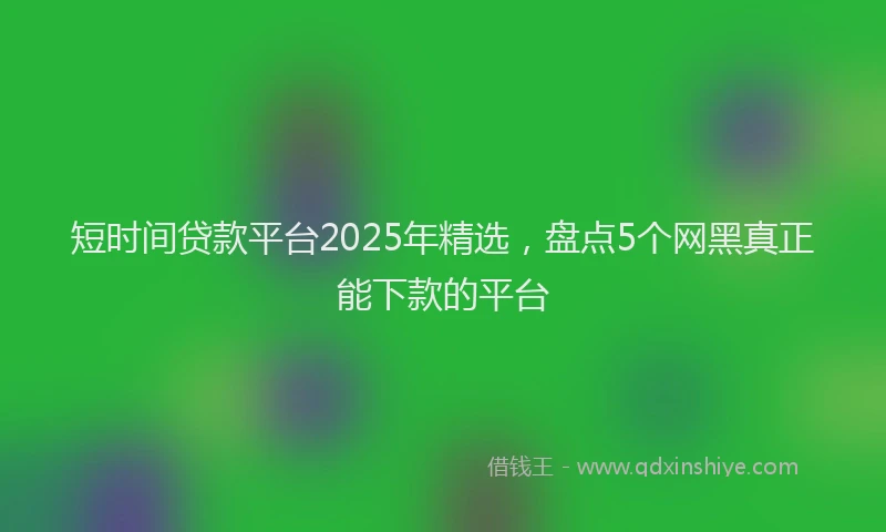 短时间贷款平台2025年精选，盘点5个网黑真正能下款的平台