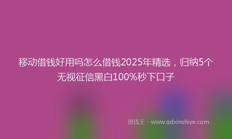 移动借钱好用吗怎么借钱2025年精选，归纳5个无视征信黑白100%秒下口子