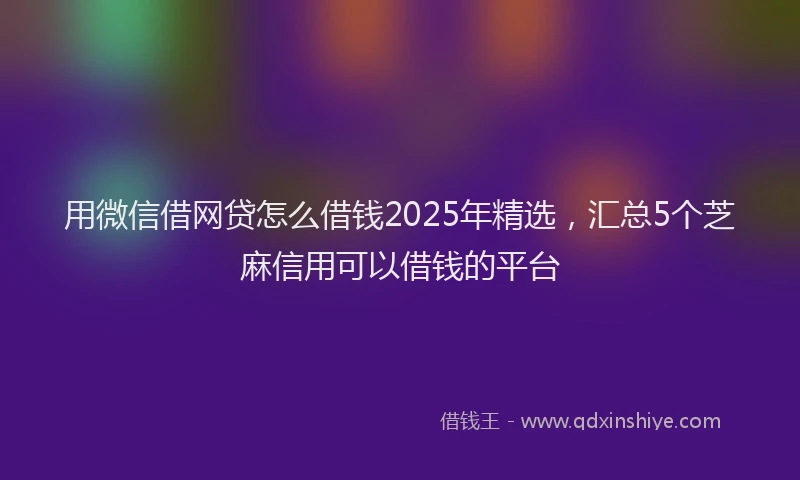 用微信借网贷怎么借钱2025年精选，汇总5个芝麻信用可以借钱的平台
