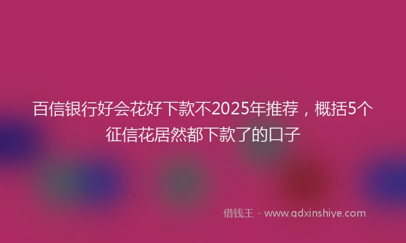 百信银行好会花好下款不2025年推荐，概括5个征信花居然都下款了的口子