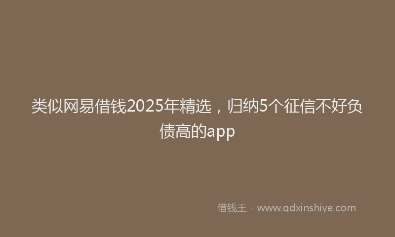 类似网易借钱2025年精选，归纳5个征信不好负债高的app
