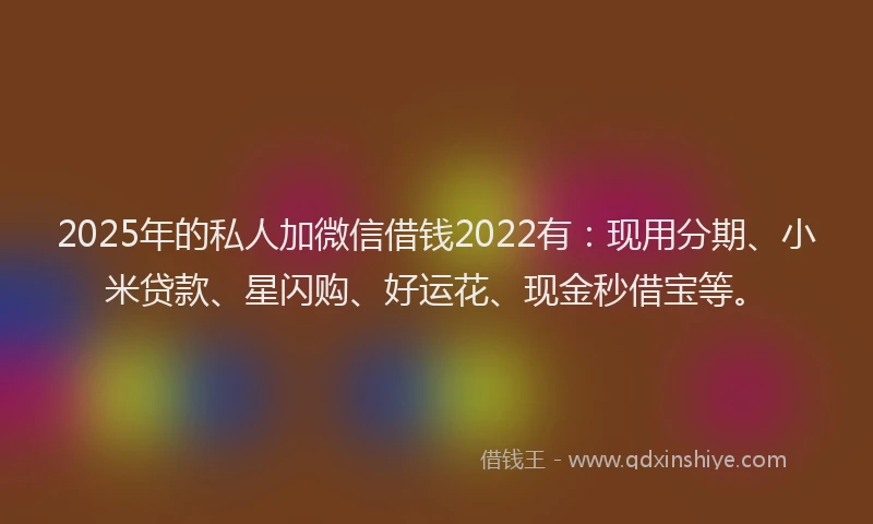 2025年的私人加微信借钱2022有：现用分期、小米贷款、星闪购、好运花、现金秒借宝等。