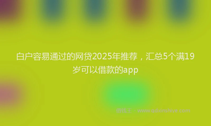 白户容易通过的网贷2025年推荐，汇总5个满19岁可以借款的app