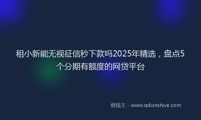 租小新能无视征信秒下款吗2025年精选，盘点5个分期有额度的网贷平台