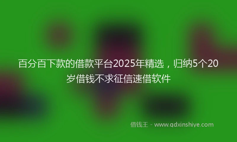 百分百下款的借款平台2025年精选，归纳5个20岁借钱不求征信速借软件
