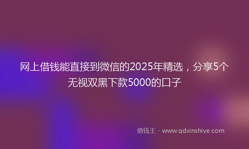 网上借钱能直接到微信的2025年精选，分享5个无视双黑下款5000的口子
