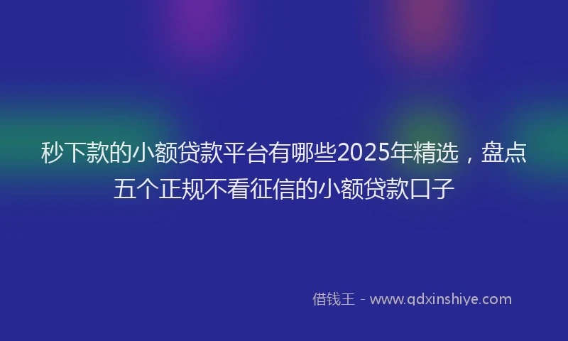 秒下款的小额贷款平台有哪些2025年精选，盘点五个正规不看征信的小额贷款口子