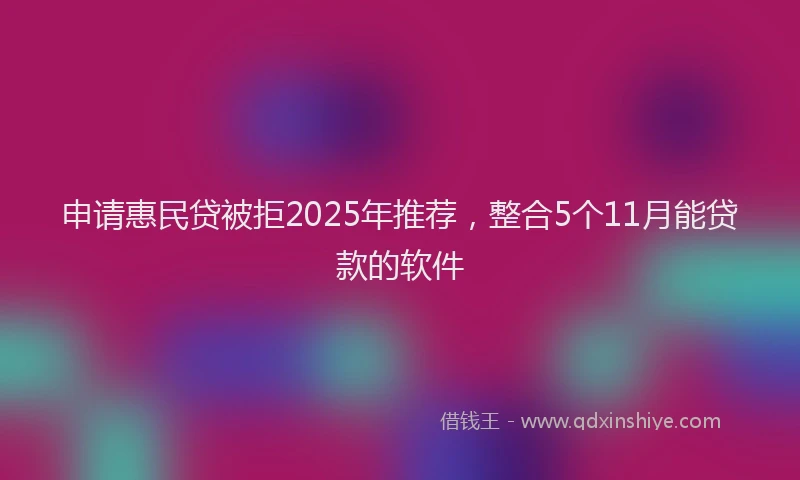 申请惠民贷被拒2025年推荐，整合5个11月能贷款的软件