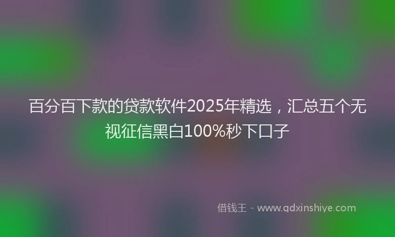 百分百下款的贷款软件2025年精选，汇总五个无视征信黑白100%秒下口子