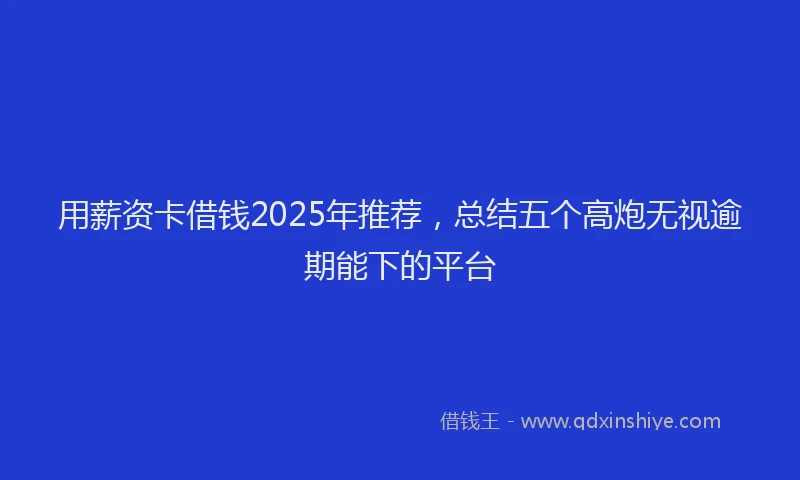用薪资卡借钱2025年推荐，总结五个高炮无视逾期能下的平台