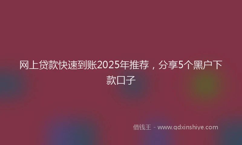 网上贷款快速到账2025年推荐，分享5个黑户下款口子
