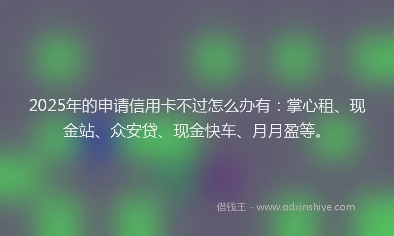 2025年的申请信用卡不过怎么办有：掌心租、现金站、众安贷、现金快车、月月盈等。