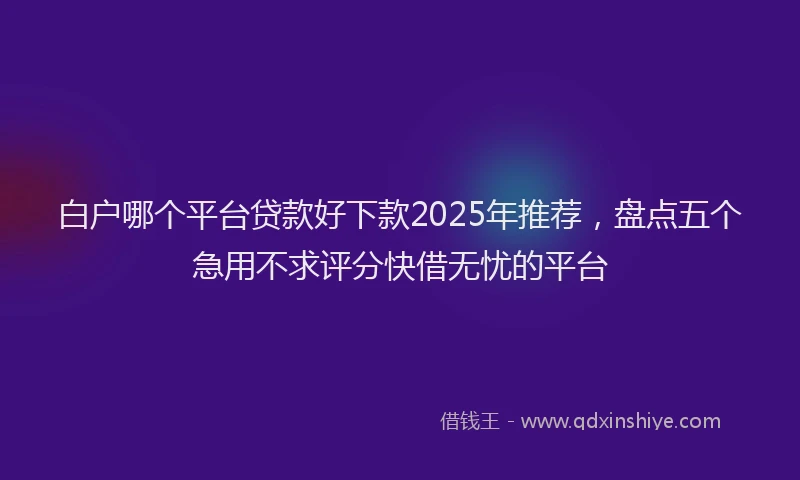 白户哪个平台贷款好下款2025年推荐，盘点五个急用不求评分快借无忧的平台