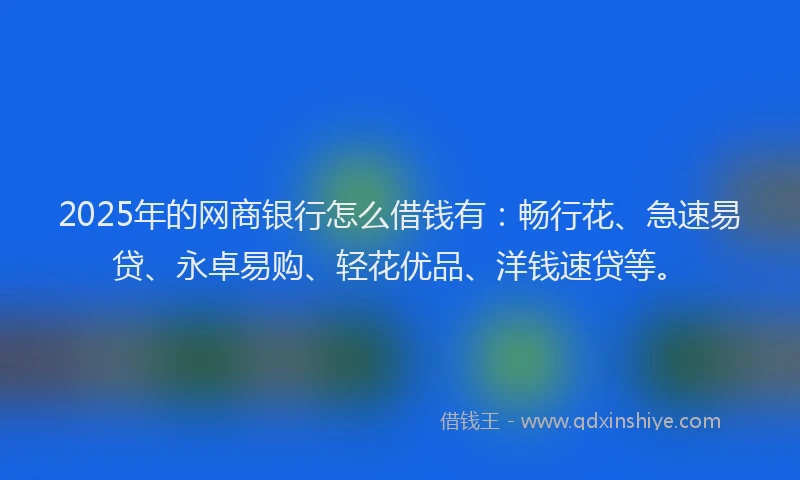 2025年的网商银行怎么借钱有：畅行花、急速易贷、永卓易购、轻花优品、洋钱速贷等。