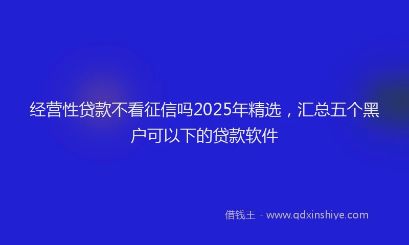 经营性贷款不看征信吗2025年精选，汇总五个黑户可以下的贷款软件