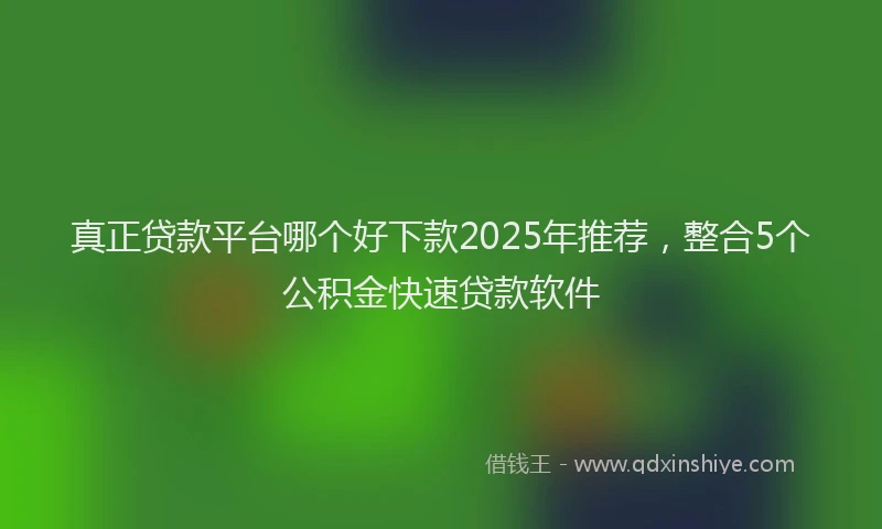 真正贷款平台哪个好下款2025年推荐，整合5个公积金快速贷款软件