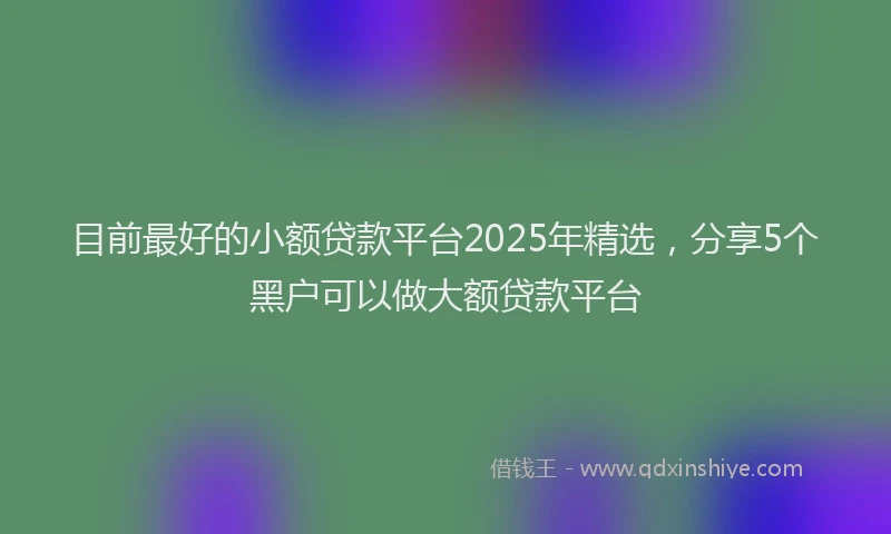 目前最好的小额贷款平台2025年精选，分享5个黑户可以做大额贷款平台