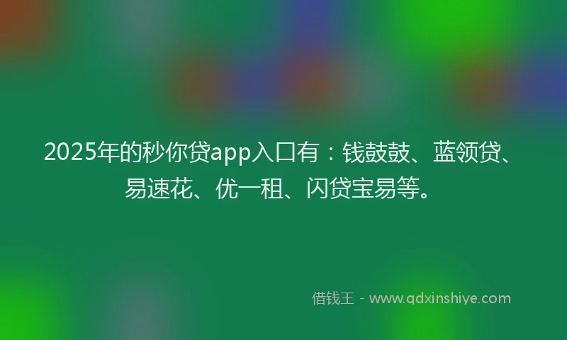 2025年的秒你贷app入口有：钱鼓鼓、蓝领贷、易速花、优一租、闪贷宝易等。
