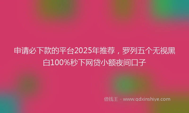 申请必下款的平台2025年推荐，罗列五个无视黑白100%秒下网贷小额夜间口子