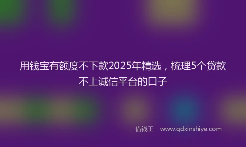 用钱宝有额度不下款2025年精选，梳理5个贷款不上诚信平台的口子