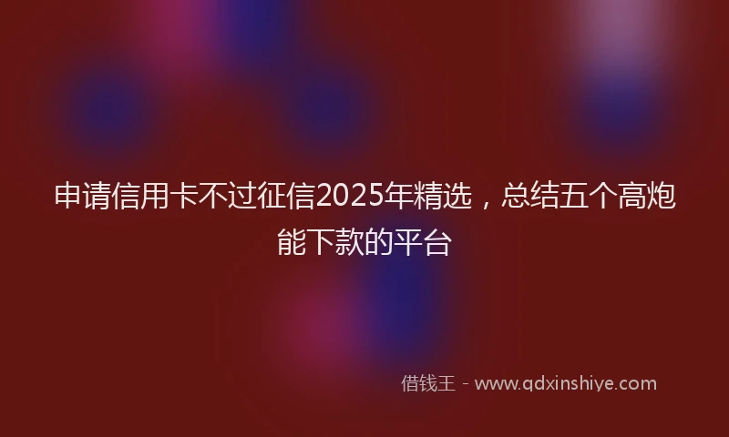 申请信用卡不过征信2025年精选，总结五个高炮能下款的平台