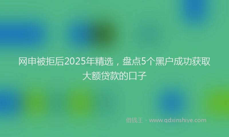 网申被拒后2025年精选，盘点5个黑户成功获取大额贷款的口子
