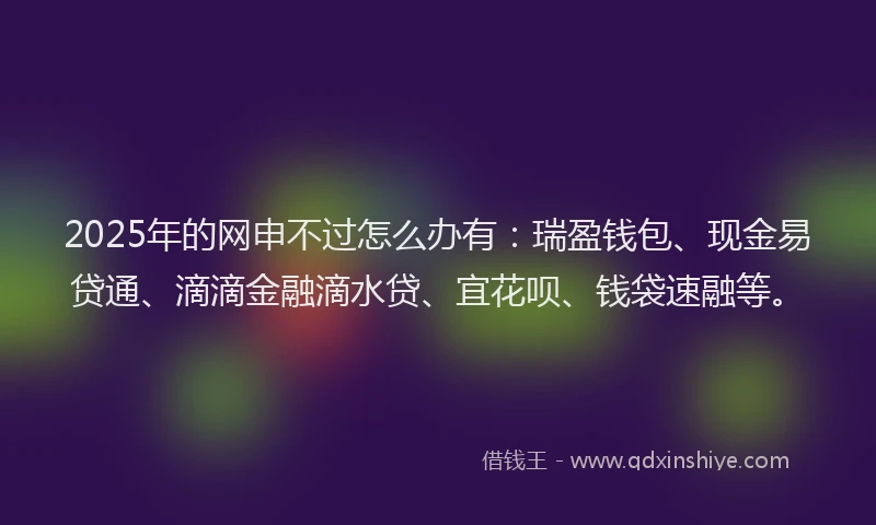 2025年的网申不过怎么办有：瑞盈钱包、现金易贷通、滴滴金融滴水贷、宜花呗、钱袋速融等。