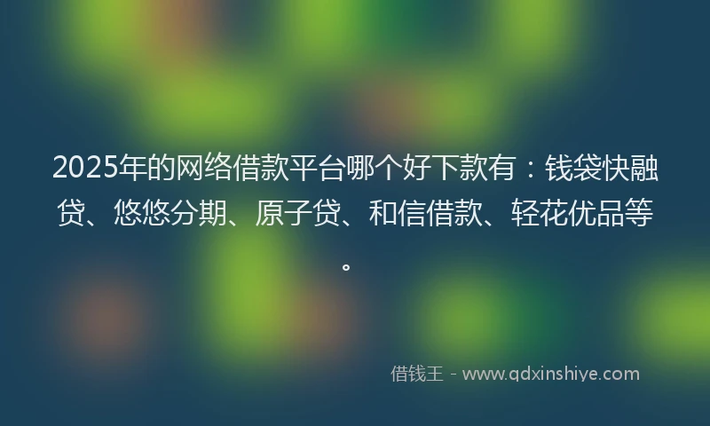 2025年的网络借款平台哪个好下款有：钱袋快融贷、悠悠分期、原子贷、和信借款、轻花优品等。
