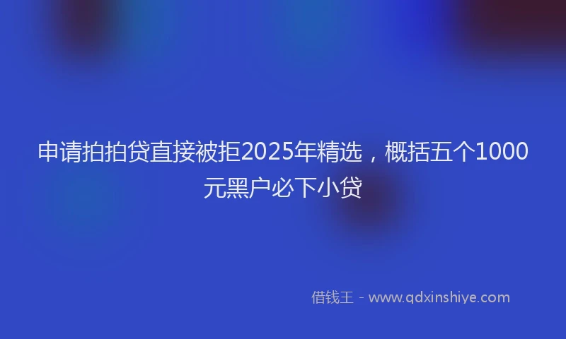 申请拍拍贷直接被拒2025年精选，概括五个1000元黑户必下小贷