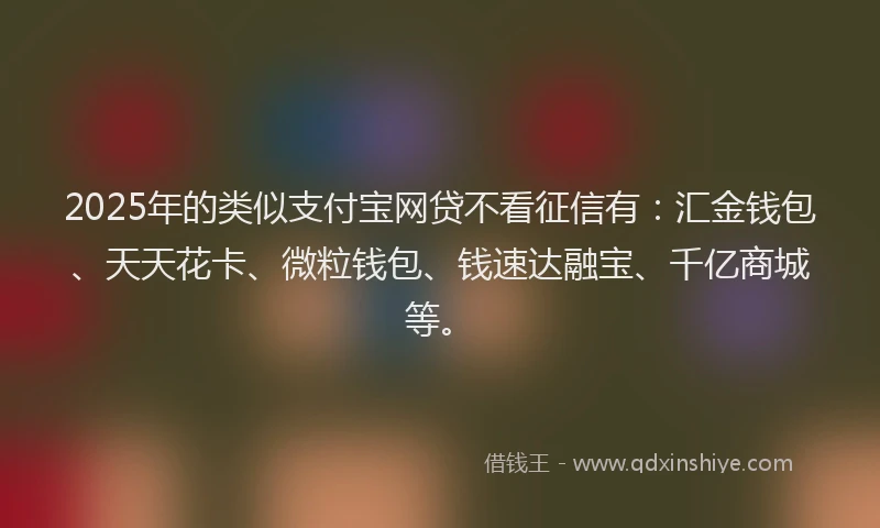 2025年的类似支付宝网贷不看征信有：汇金钱包、天天花卡、微粒钱包、钱速达融宝、千亿商城等。