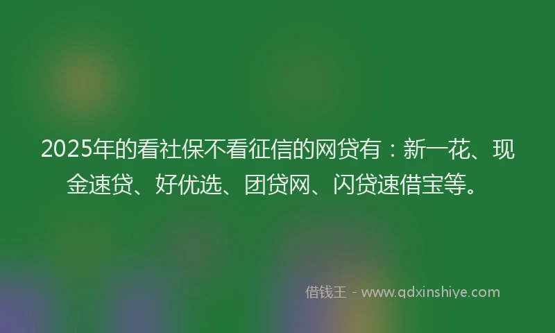 2025年的看社保不看征信的网贷有：新一花、现金速贷、好优选、团贷网、闪贷速借宝等。