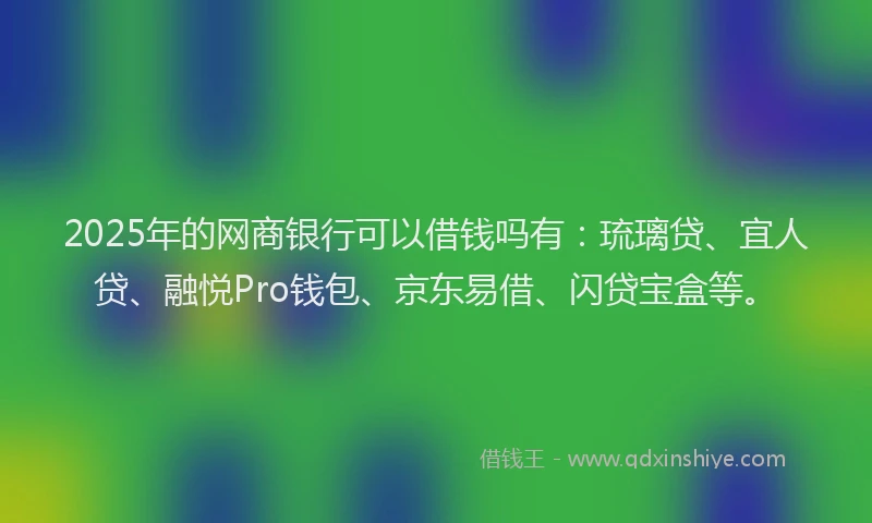 2025年的网商银行可以借钱吗有：琉璃贷、宜人贷、融悦Pro钱包、京东易借、闪贷宝盒等。