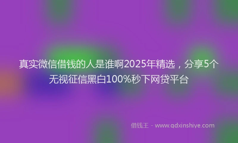 真实微信借钱的人是谁啊2025年精选，分享5个无视征信黑白100%秒下网贷平台
