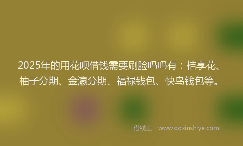 2025年的用花呗借钱需要刷脸吗吗有：桔享花、柚子分期、金瀛分期、福禄钱包、快鸟钱包等。
