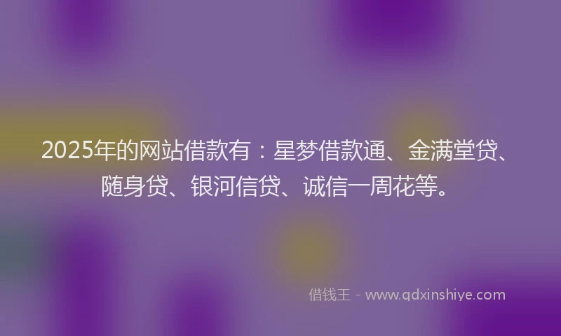 2025年的网站借款有：星梦借款通、金满堂贷、随身贷、银河信贷、诚信一周花等。