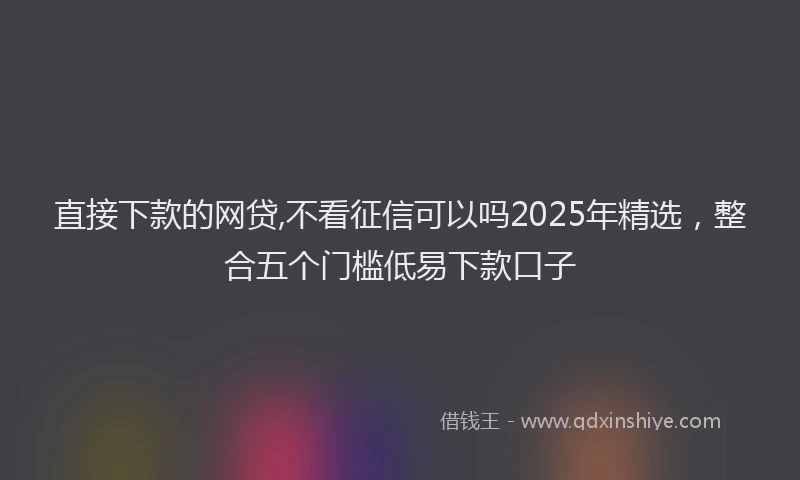 直接下款的网贷,不看征信可以吗2025年精选，整合五个门槛低易下款口子
